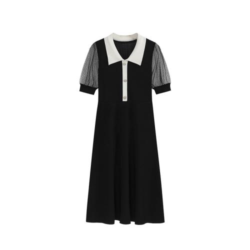 Polyester Slim One-piece Dress black PC