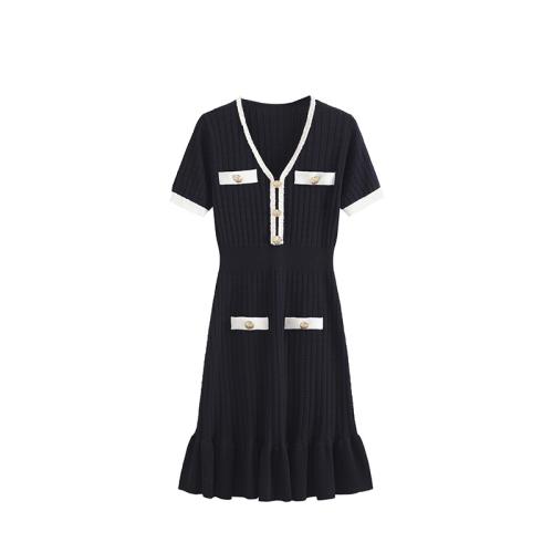 Polyester Slim One-piece Dress black PC