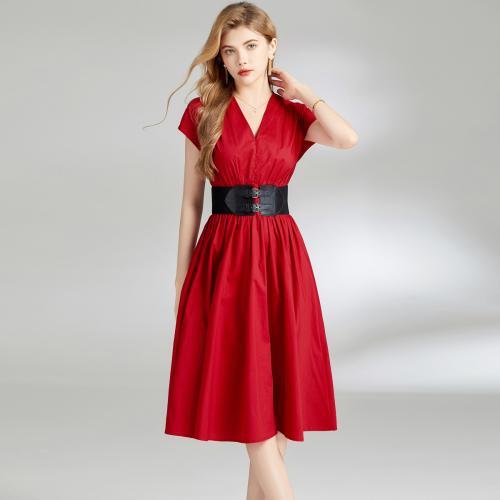 Polyester Slim One-piece Dress red PC