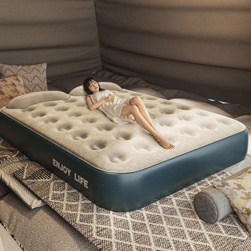 Flocking Fabric PVC dampproof & foldable Inflatable Bed Mattress portable green PC