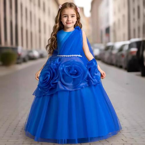 Organza & Polyester Princess Girl One-piece Dress large hem design Solid PC