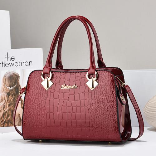 PU Leather Concise & Easy Matching Handbag attached with hanging strap crocodile grain PC