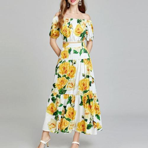 Acrylique Ensemble de robe deux pièces Jaune Ensemble