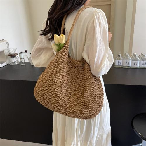 Straw Handmade Woven Shoulder Bag large capacity PC