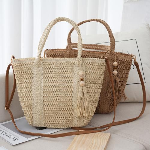 Paper Rope Handmade & Tassels Woven Tote large capacity & attached with hanging strap PC