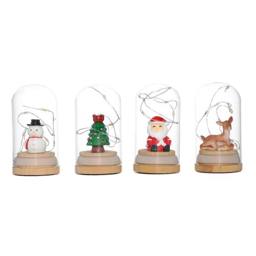 Glass & PC-Polycarbonate Bell Glass Decoration with LED lights & christmas design PC