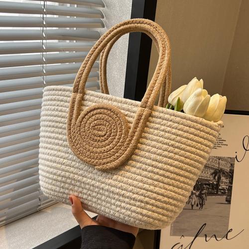 Cotton Cord Tote Bag Woven Shoulder Bag large capacity PC