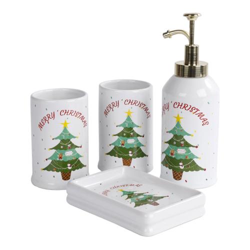 Ceramics Washing Set christmas design & four piece Set