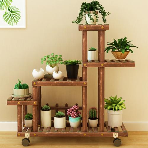 Solid Wood Flower Rack Solid brown PC