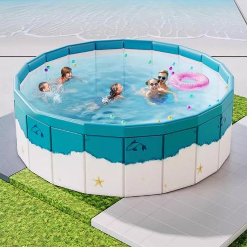 PVC Inflatable Pool printed Cartoon blue and white PC