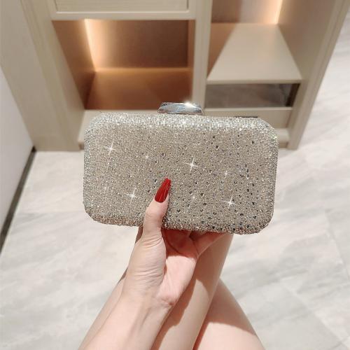 Rhinestone & Polyester Easy Matching Clutch Bag silver PC