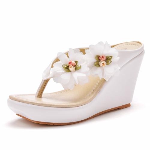 PU Leather chunky Slipsole Shoes hardwearing white Pair