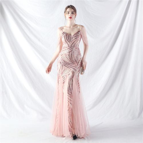 Sequin & Gauze & Polyester Waist-controlled & floor-length & Tassels Long Evening Dress PC