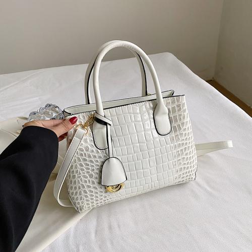 PU Leather hard-surface & Concise & Easy Matching Handbag attached with hanging strap crocodile grain PC