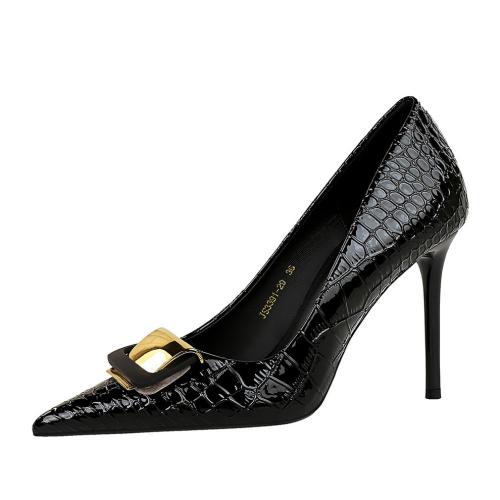 Charol Zapatos de tacón alto, negro,  Par