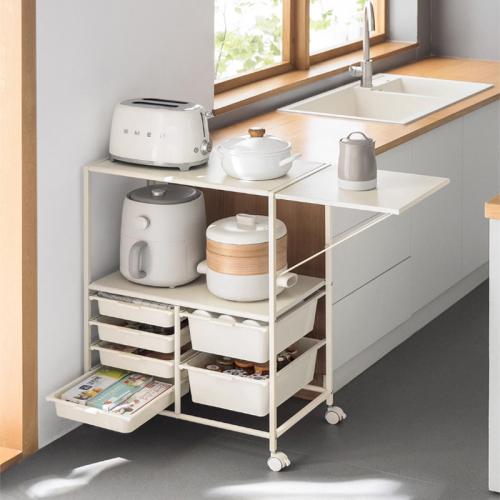 Carbon Steel Multilayer & foldable Shelf with pulley & dustproof Solid white PC