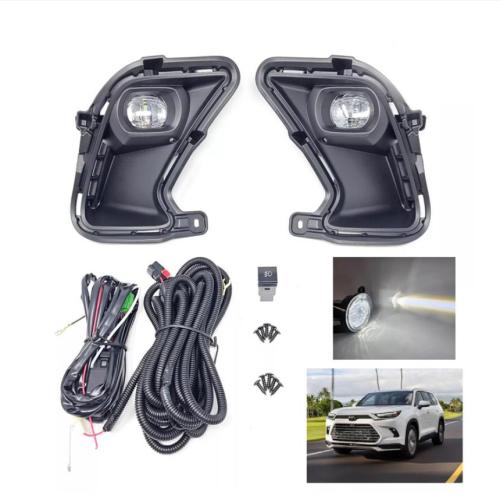 For 2024-2025 Toyota Grand Highlander LED White Fog Light Kit Switch Bezel Wire