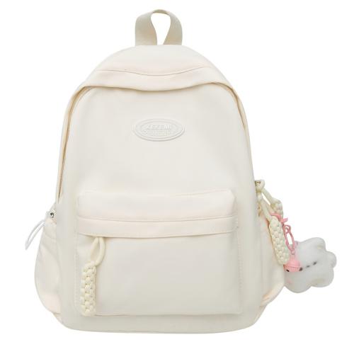 Nylon Concise Backpack with hanging ornament & large capacity Solid PC