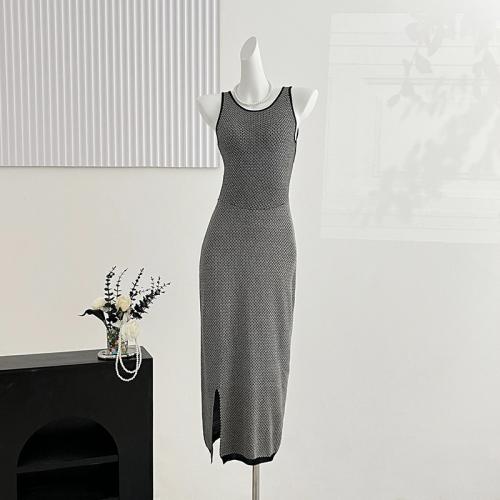 Viscose Fiber Slim Sexy Package Hip Dresses side slit & backless & off shoulder stretchable Solid : PC