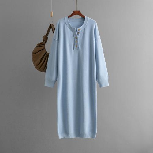 Viscose Fiber Soft & Straight Sweater Dress thermal Solid : PC