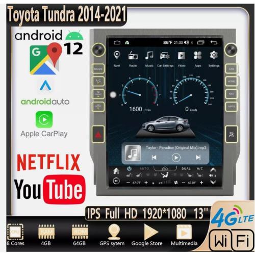 13 inch Tesla Style Carplay Android Car Stereo Gps Radio For Toyota Tundra 2014-2021