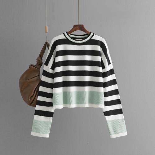 Core-spun Yarn Soft Women Sweater autumn and winter design & thermal striped : PC