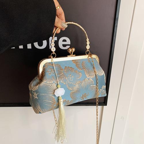 Unlined & Silk Handbag with hanging ornament & with chain & attached with hanging strap PC