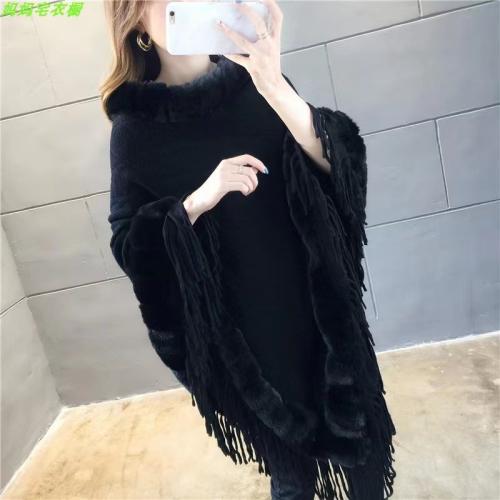 Polyester Soft & Tassels Cloak Poncho irregular Solid PC