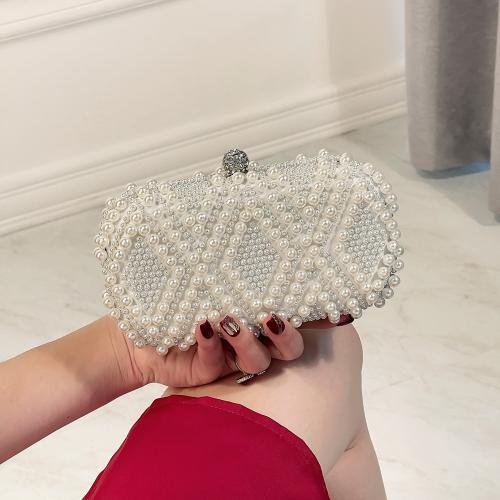 Polyester Clutch Bag,  Kunststoffperle, Weiß,  Stück