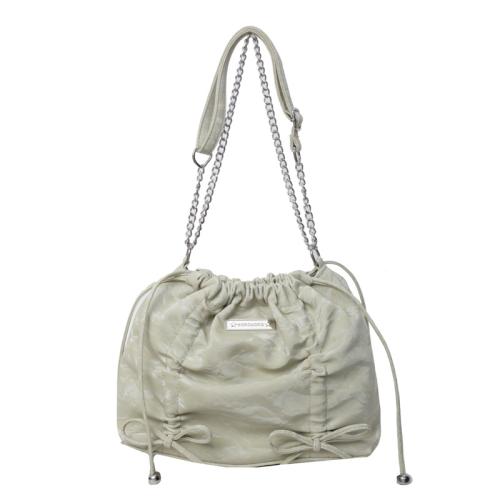 PU Leather Handbag with chain & large capacity & attached with hanging strap Solid PC