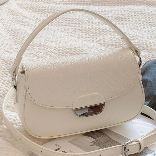 PU Leather hard-surface & Concise Handbag attached with hanging strap Solid PC