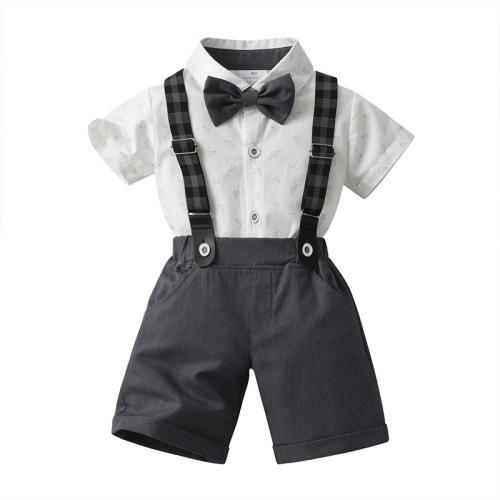 Cotton Boy Clothing Set & two piece suspender pant & top Set