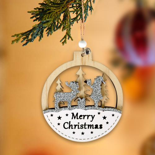 Wooden Christmas Tree Hanging Decoration hollow PC