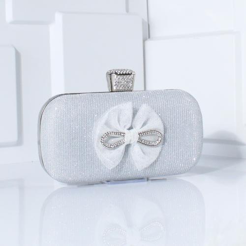 PVC & Polyester Easy Matching Clutch Bag with chain & with rhinestone bowknot pattern PC