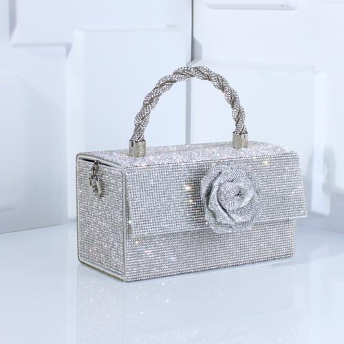 PU Leather & Polyester Easy Matching Clutch Bag with rhinestone floral PC