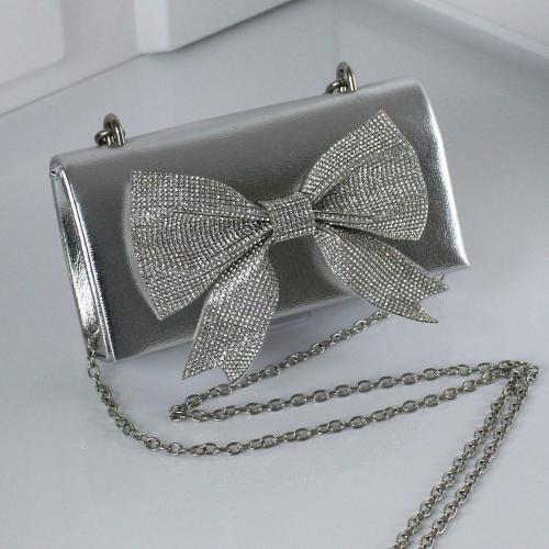 PU Leather & Polyester Easy Matching Clutch Bag with chain & with rhinestone bowknot pattern PC