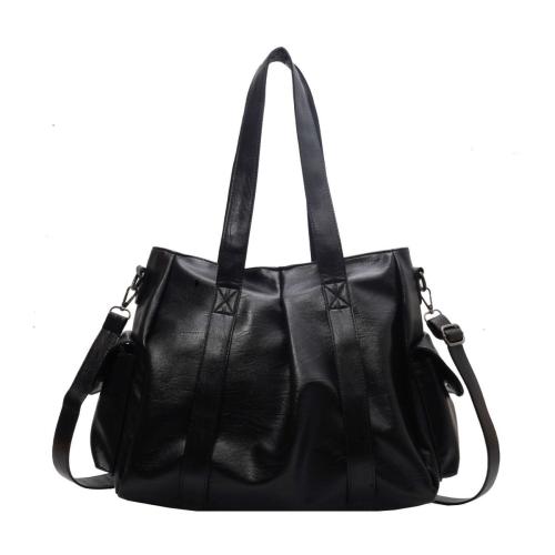 PU Leather Easy Matching Shoulder Bag large capacity & attached with hanging strap Solid PC