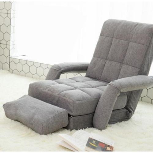 Cotton Linen Soft & foldable Beanbag Sofa Sponge Solid gray PC