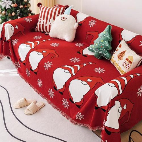 Chenille Sofa Cover christmas design  red PC