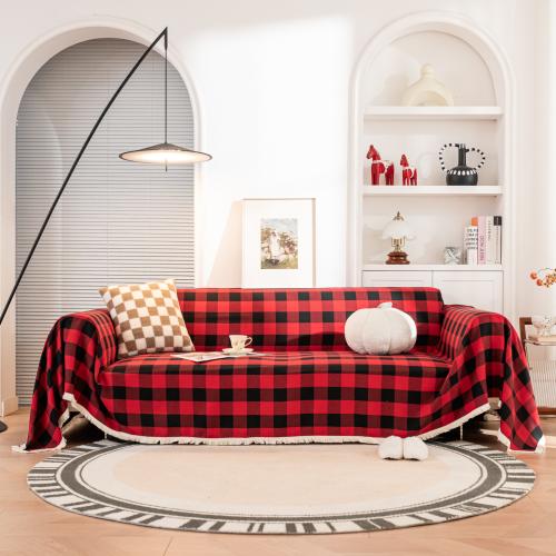 Cotton Linen Sofa Cover christmas design plaid PC