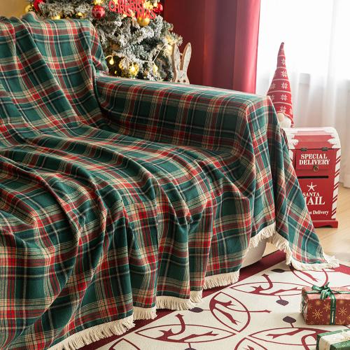 Polyester Sofa Cover christmas design plaid PC