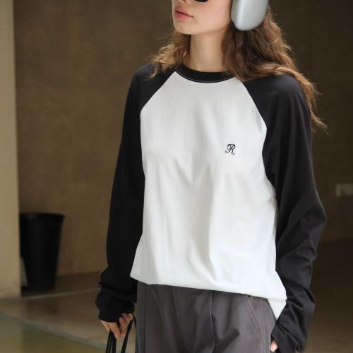 Cotton Women Long Sleeve T-shirt contrast color & loose patchwork : PC