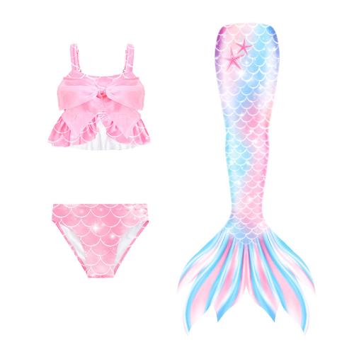 Polyester Girl Kids Three-piece Swimsuit & three piece Set