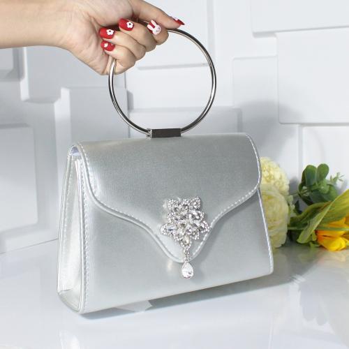 PU Leather & Polyester Easy Matching Clutch Bag with rhinestone floral PC