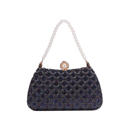 Polyester Easy Matching Clutch Bag with chain & embroidered Plastic Pearl PC