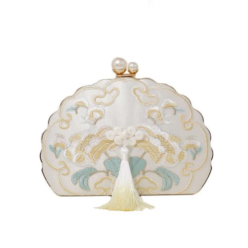 Silk & Polyamide Easy Matching Clutch Bag with chain & embroidered PC