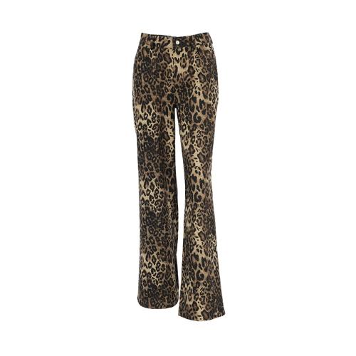 Cotton Plus Size Women Long Trousers slimming patchwork leopard PC