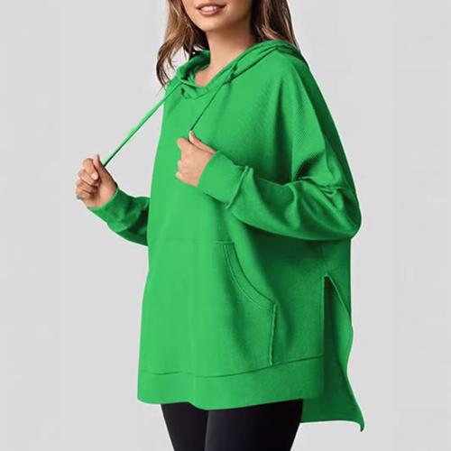 Waffle & Polyester Women Sweatshirts & with pocket Solid PC