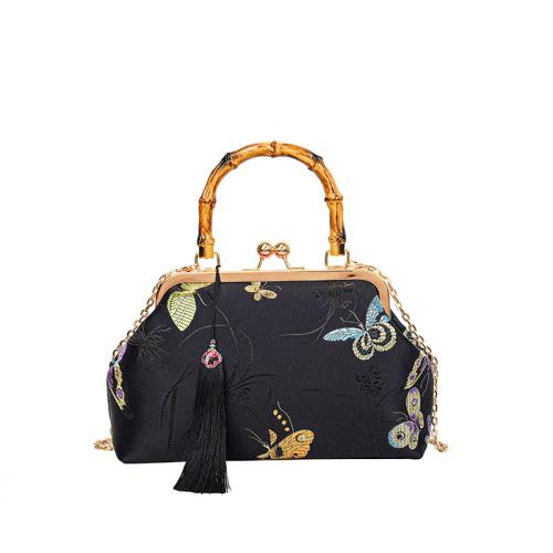 Cloth Easy Matching Clutch Bag with chain & embroidered butterfly pattern PC