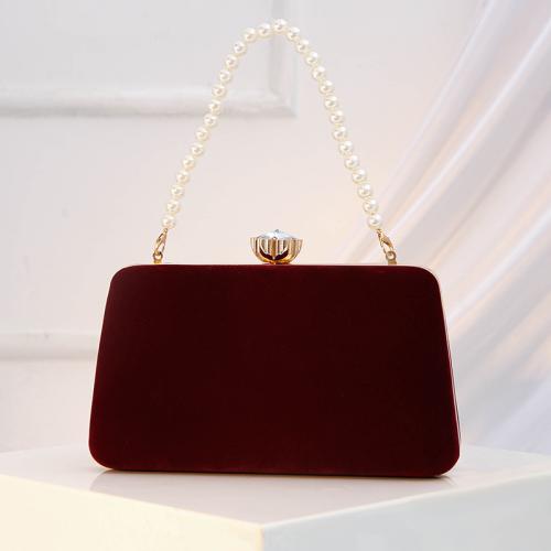 Velour hard-surface & Evening Party Clutch Bag attached with hanging strap Solid PC